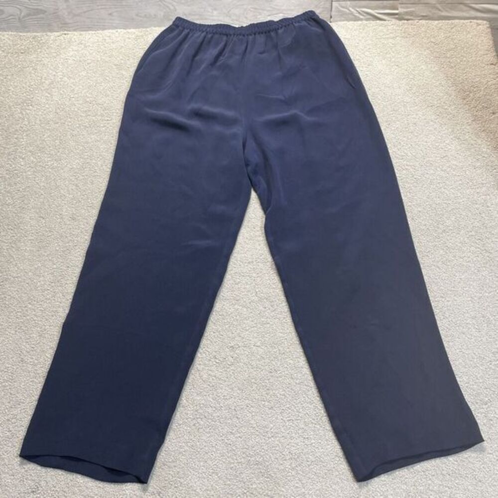 100% Silk Navy Pants - Picture 3 of 3